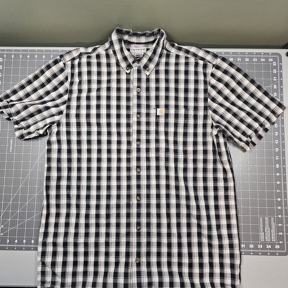 Carhartt Shirt Mens Large Tall Gray Plaid Poplin Work Button Down Preppy Casual
